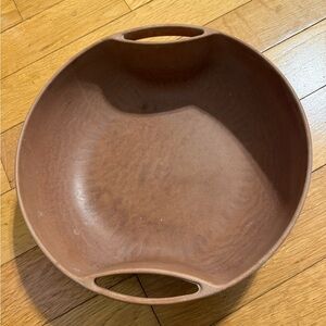 Ellingers agatized brown wood  handled serving Bowl